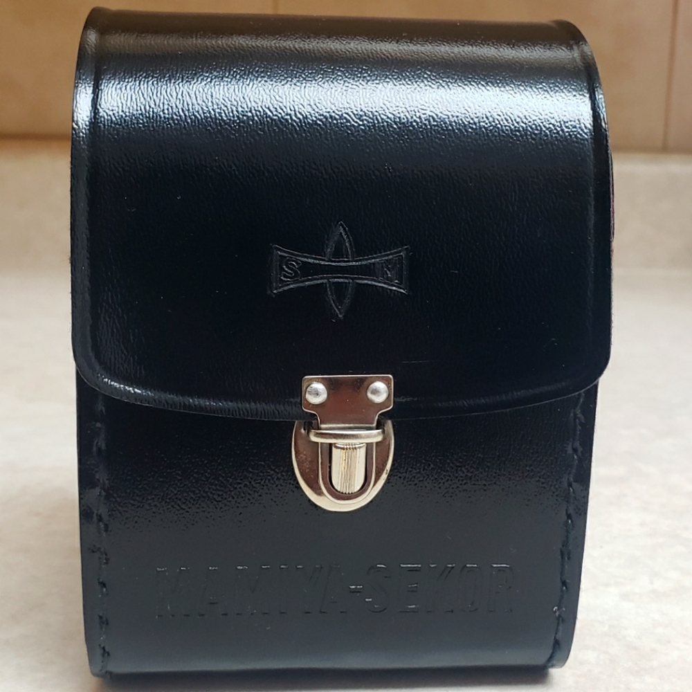 Authentic Vintage Mamiya/Sekor Black Leather Lens Case 65mm/135mm -1960s